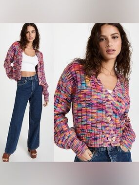 STAUD Eloise Rainbow Vneck Cardigan
Sweater Sunset size M